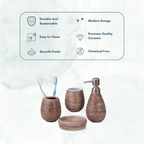 Rustic Brown Bathroom Set – Earthy Ceramic Bath Accessories - The Golden Theory