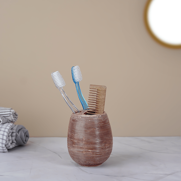 Rustic Brown Bathroom Set – Earthy Ceramic Bath Accessories - The Golden Theory