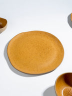 Rustic Brown Irregular Ceramic Dinner Plate - The Golden Theory