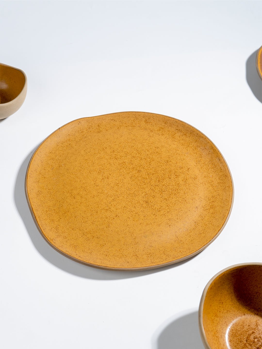 Rustic Brown Irregular Ceramic Dinner Plate - The Golden Theory