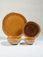 Rustic Brown Irregular Ceramic Dinner Set of 25 - The Golden Theory