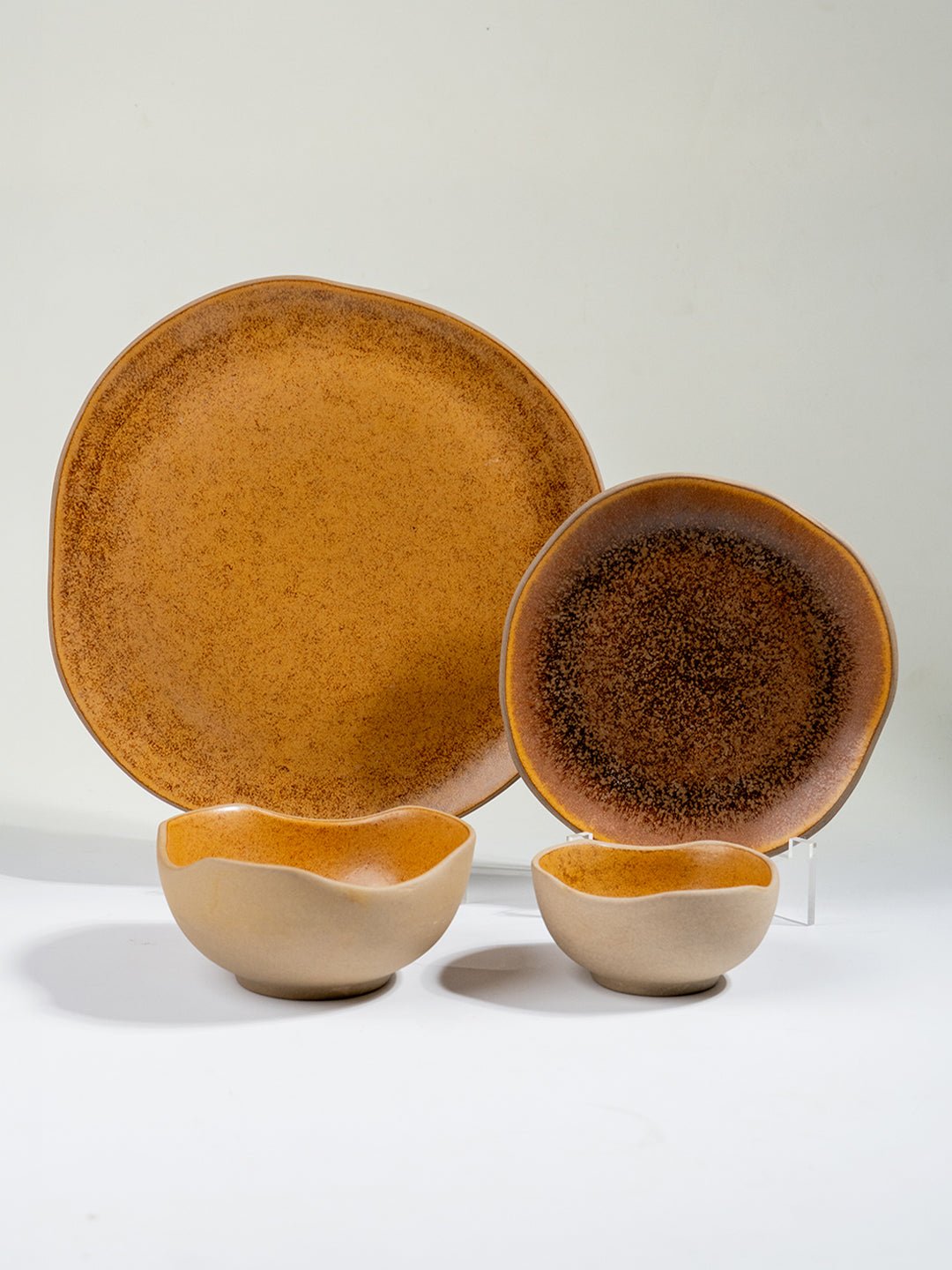Rustic Brown Irregular Ceramic Dinner Set of 25 - The Golden Theory