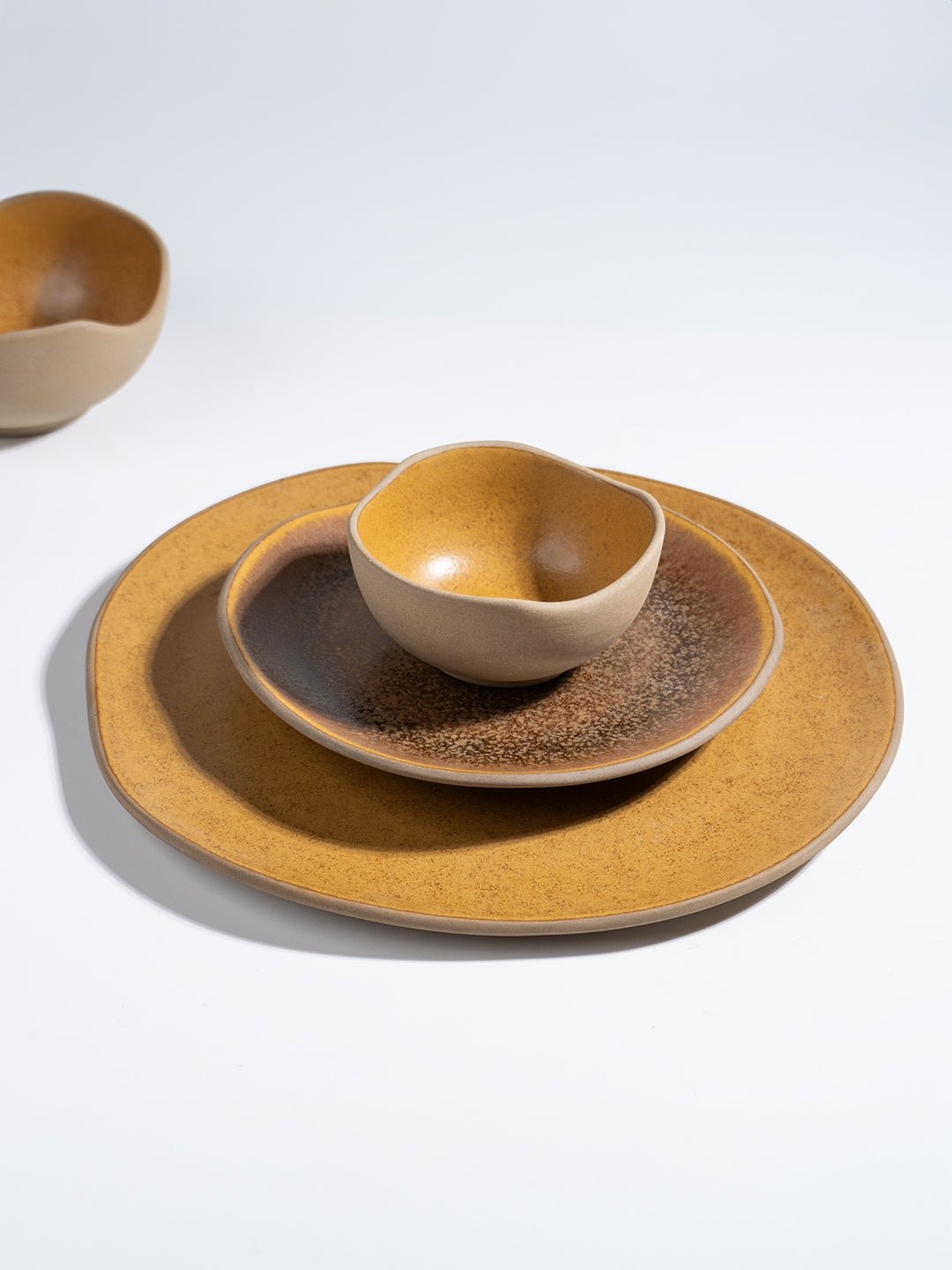 Rustic Brown Irregular Ceramic Dinner Set of 25 Secondary image