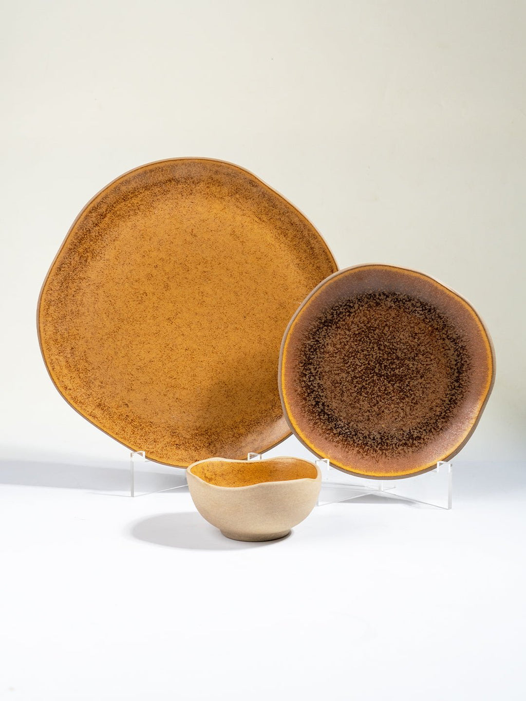 Rustic Brown Irregular Ceramic Dinner Set of 25 - The Golden Theory