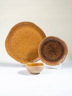 Rustic Brown Irregular Ceramic Dinner Set of 25 - The Golden Theory