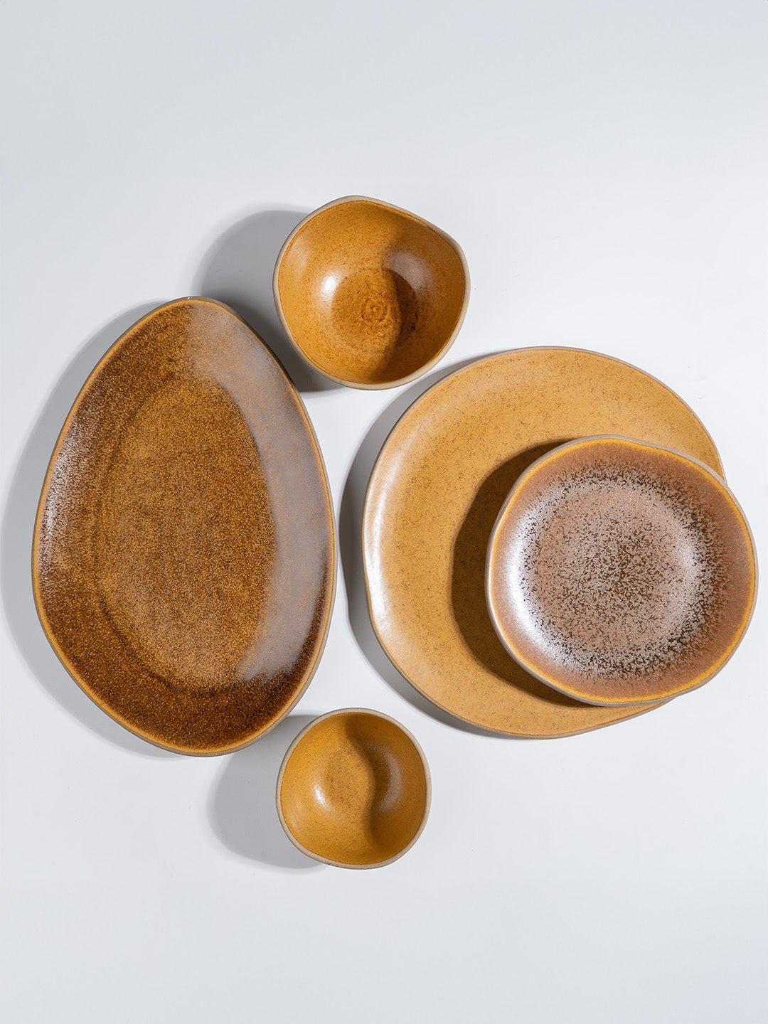 Rustic Brown Irregular Ceramic Dinner Set of 25 - The Golden Theory
