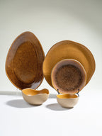 Rustic Brown Irregular Ceramic Dinner Set of 25 - The Golden Theory