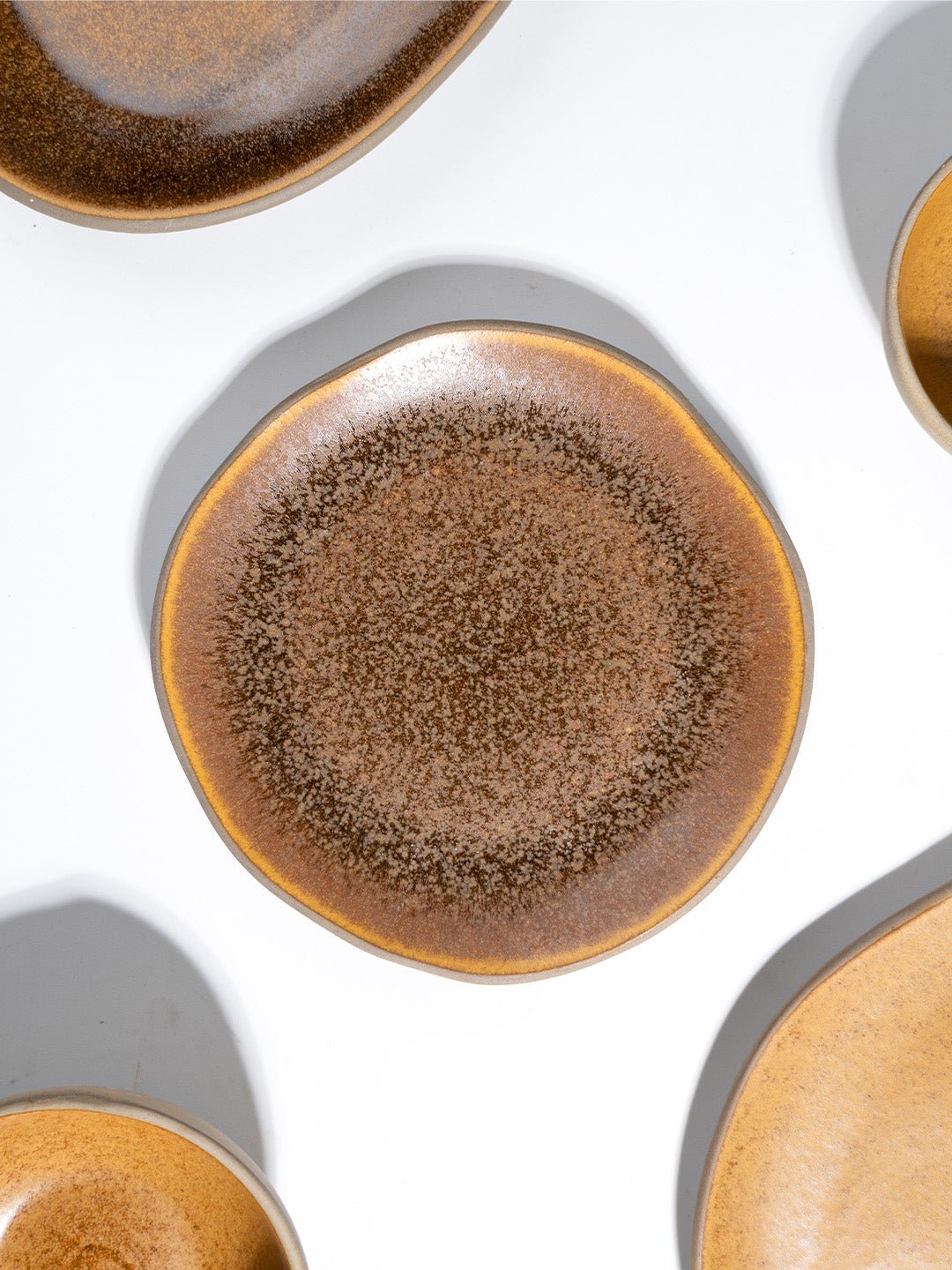 Rustic Brown Irregular Ceramic Quarter Plate - The Golden Theory Main image