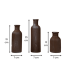 Rustic Brown Textured Bottleneck Vases | Set of 3 - The Golden Theory
