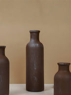 Rustic Brown Textured Bottleneck Vases | Set of 3 - The Golden Theory
