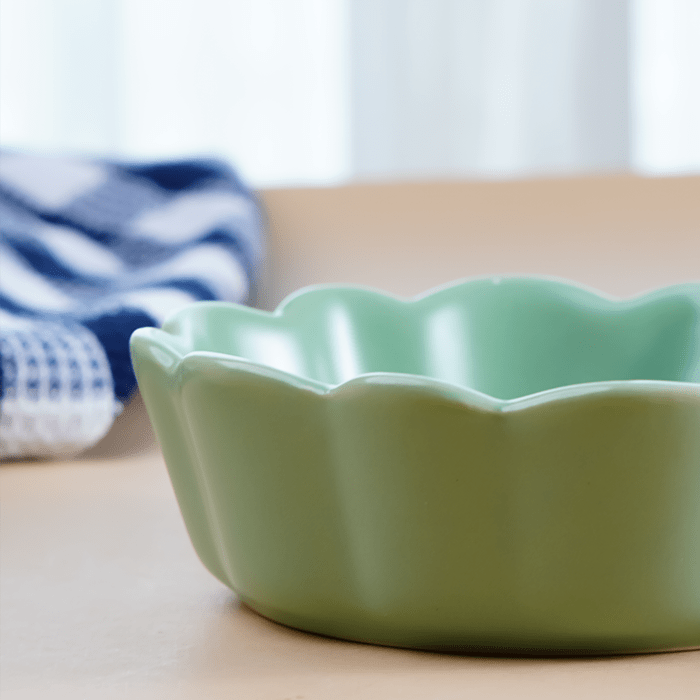 Sage Green Ceramic Bowl with Scalloped Edges - Small - The Golden Theory