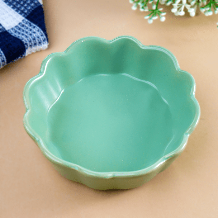 Sage Green Ceramic Bowl with Scalloped Edges - Small - The Golden Theory