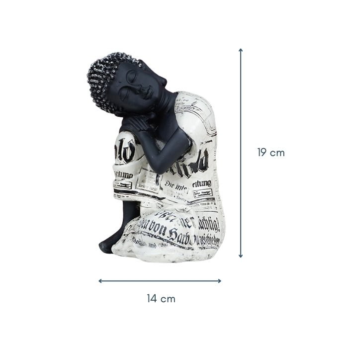 Serene Black and White Sleeping Buddha Statue - The Golden Theory