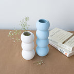 Set of Blue and White Ceramic Aesthetic Stacked Vase - The Golden Theory