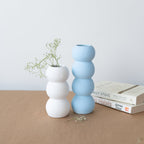 Set of Blue and White Ceramic Aesthetic Stacked Vase - The Golden Theory