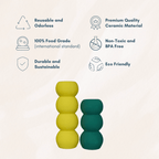 Set of Yellow and Green Ceramic Aesthetic Stacked Vase - The Golden Theory