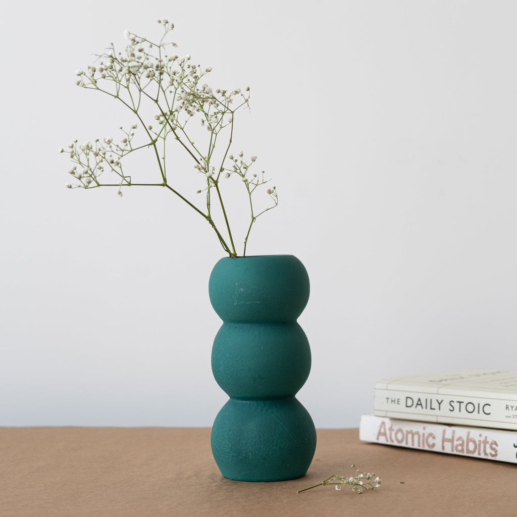 Set of Yellow and Green Ceramic Aesthetic Stacked Vase - The Golden Theory