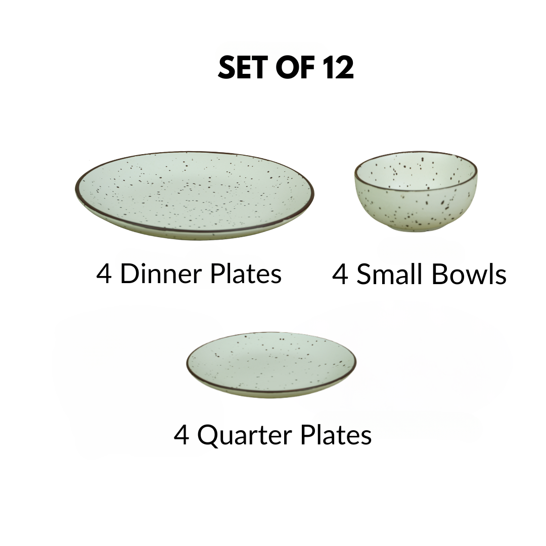 White Ceramic Speckled Dinner Set (Set of 12)