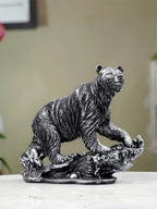 Silver Bear Figurine with Textured Fur - The Golden Theory