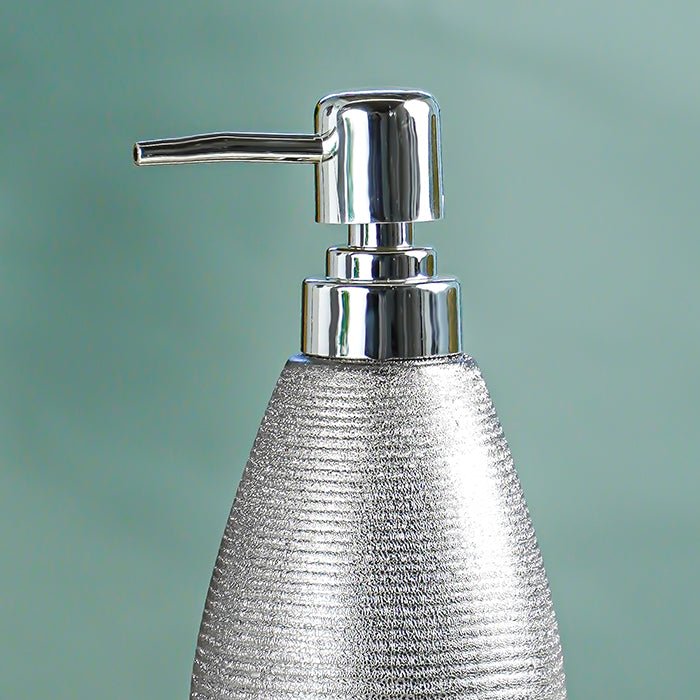Silver Textured Ceramic Soap Dispenser - The Golden Theory