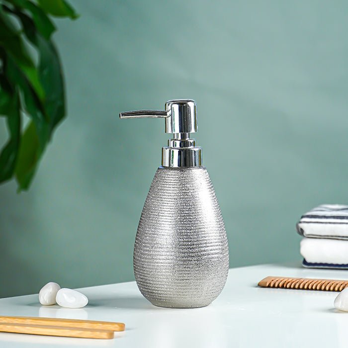 Silver Textured Ceramic Soap Dispenser - The Golden Theory
