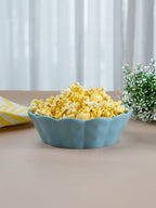 Sky Blue Ceramic Bowl with Scalloped Edges - Large - The Golden Theory