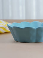 Sky Blue Ceramic Bowl with Scalloped Edges - Large - The Golden Theory