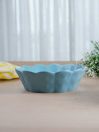 Sky Blue Ceramic Bowl with Scalloped Edges - Large - The Golden Theory