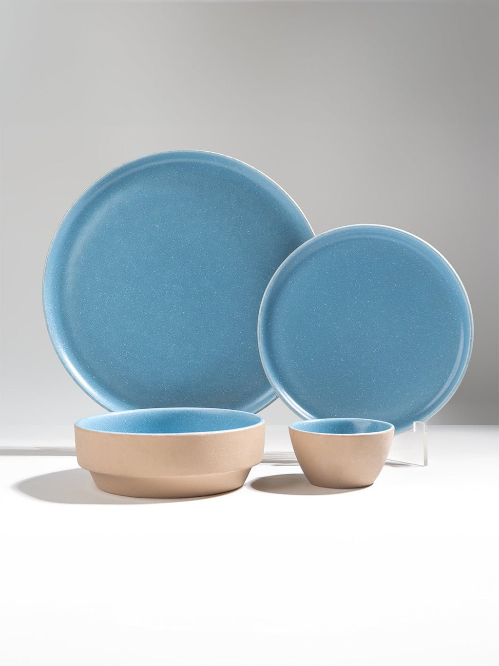 Sky Blue & Sand Ceramic Dinner Set of 20 - The Golden Theory