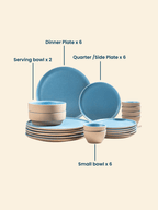 Sky Blue & Sand Ceramic Dinner Set of 20 - The Golden Theory