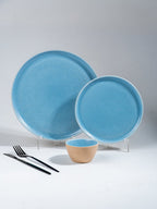 Sky Blue & Sand Ceramic Dinner Set of 20 - The Golden Theory