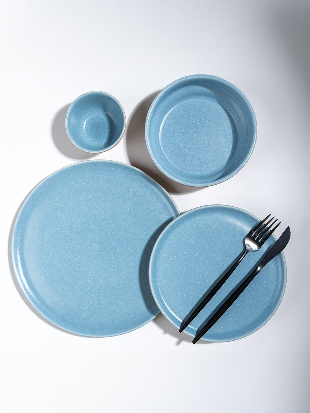 Sky Blue & Sand Ceramic Dinner Set of 20 - The Golden Theory