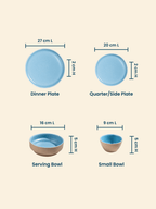 Sky Blue & Sand Ceramic Dinner Set of 20 - The Golden Theory