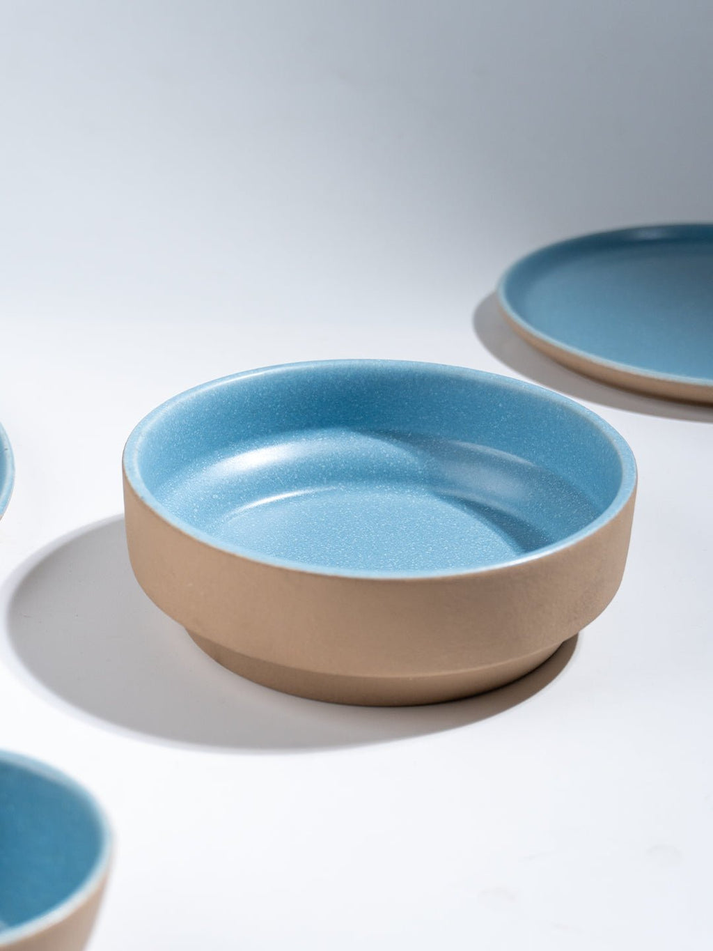 Sky Blue & Sand Ceramic Serving Bowl - The Golden Theory