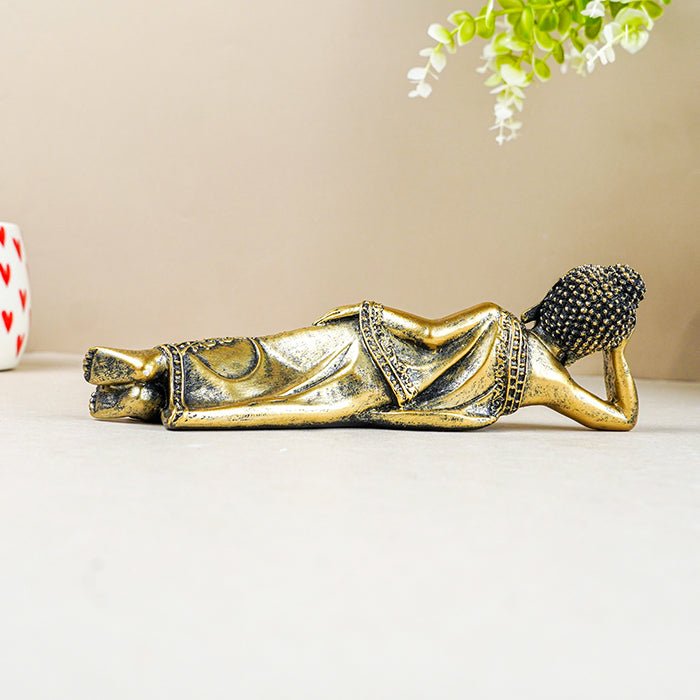Sleeping Buddha Statue in Gold - The Golden Theory