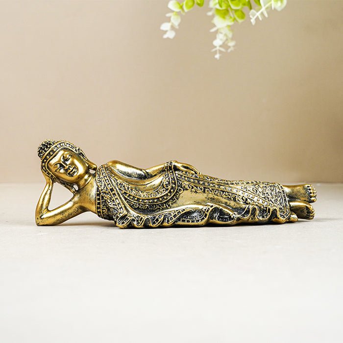 Sleeping Buddha Statue in Gold - The Golden Theory Main image