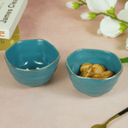 Small Blue Palette Bowl with Golden Border | Set of 2 - The Golden Theory