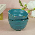 Small Blue Palette Bowl with Golden Border | Set of 2 - The Golden Theory