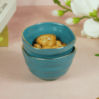 Small Blue Palette Bowl with Golden Border | Set of 2 - The Golden Theory