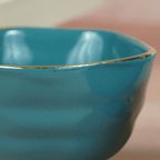 Small Blue Palette Bowl with Golden Border | Set of 2 - The Golden Theory