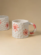 Smiley Daisy Hand-Painted Textured Mug - Pink - The Golden Theory