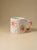 Smiley Daisy Hand-Painted Textured Mug - Pink - The Golden Theory