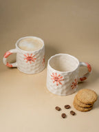 Smiley Daisy Hand-Painted Textured Mug - Pink - The Golden Theory