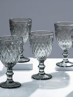 Smoke-Grey Diamond-Cut Goblets - Set of 6 - The Golden Theory
