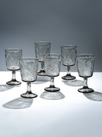 Smoky Black Palm Leaf Embossed Glass Goblet - The Golden Theory