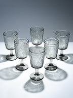 Smoky Black Palm Leaf Embossed Glass Goblet - The Golden Theory
