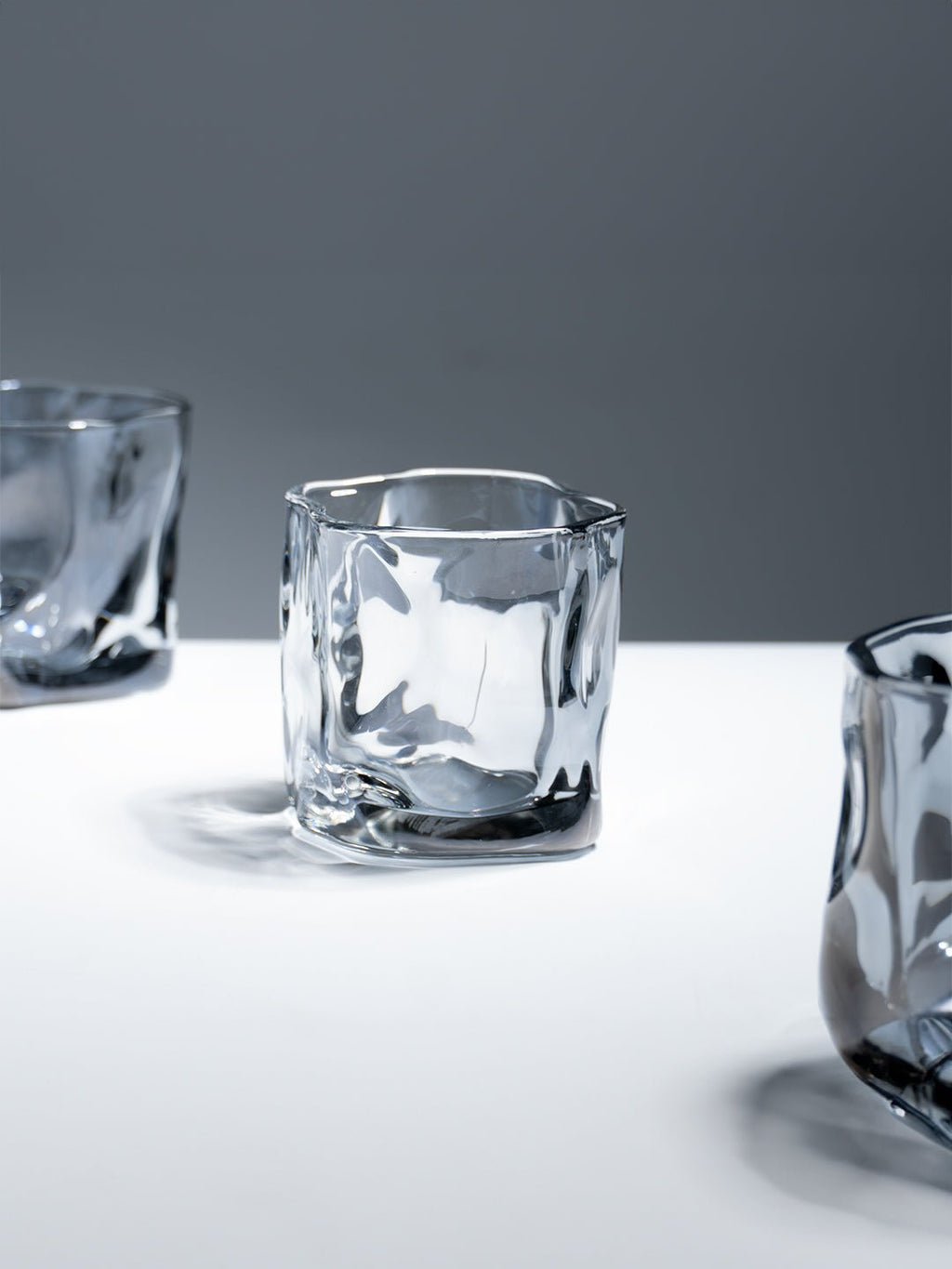 Smoky Gray Sculpted Glasses - Set of 6 - The Golden Theory