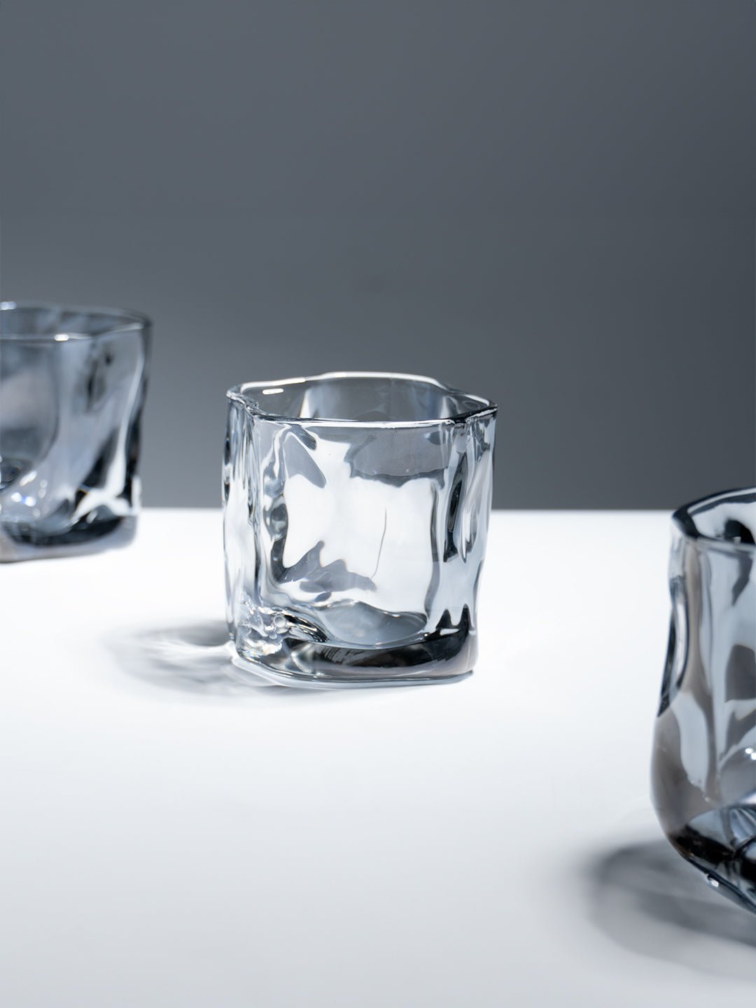 Smoky Gray Sculpted Glasses - Set of 6 - The Golden Theory