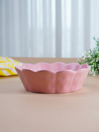 Soft Pink Ceramic Bowl with Scalloped Edges - Large - The Golden Theory