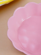 Soft Pink Ceramic Bowl with Scalloped Edges - Large - The Golden Theory